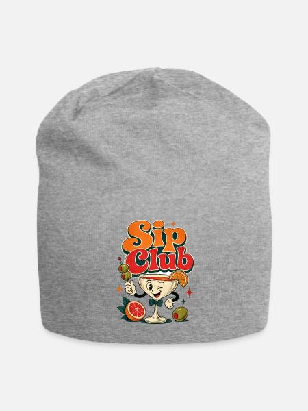 Sip Club Retro Cocktail - Jersey Beanie - heather gray - Front