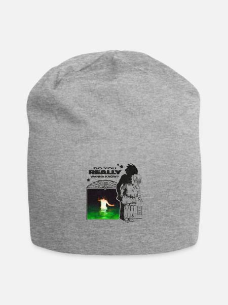 Midnight Echoes Collage - Jersey Beanie - heather gray - Front
