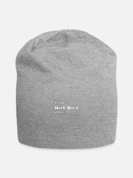 Be Kind Work Hard Glasses - Jersey Beanie - heather gray - Front