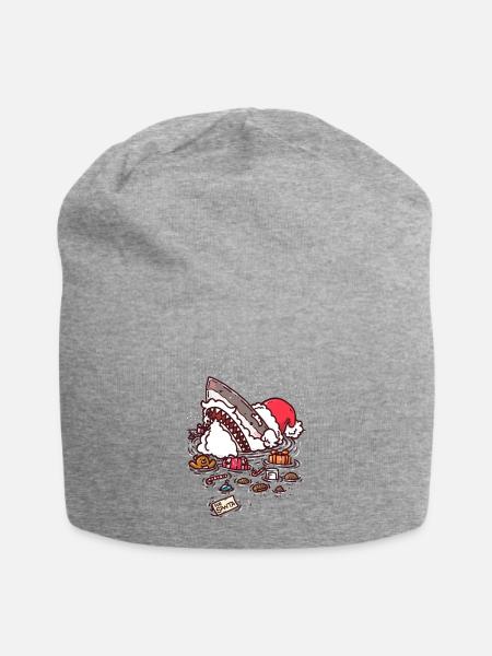 Jolly St Nick Shark - Jersey Beanie - heather gray - Front