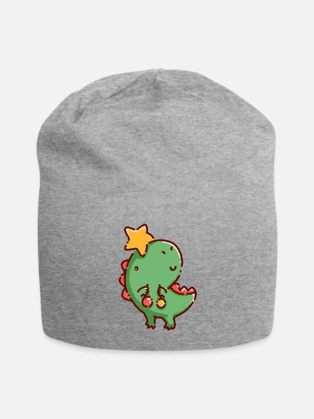A Cute T Rex Is A Christmas Tree - Jersey Beanie - heather gray