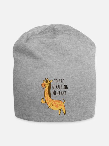 You re Giraffing Me Crazy Giraffe - Jersey Beanie - heather gray