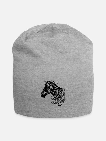 Wild Zebra Tattoo Style Lines - Jersey Beanie - heather gray - Front