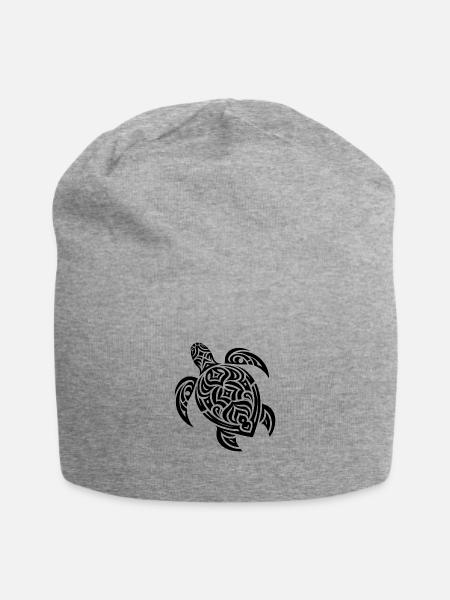 Cute Turtle Tribal Tattoo Style - Jersey Beanie - heather gray - Front