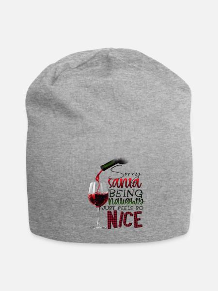 Naughty Wine Drinker - Jersey Beanie - heather gray - Front