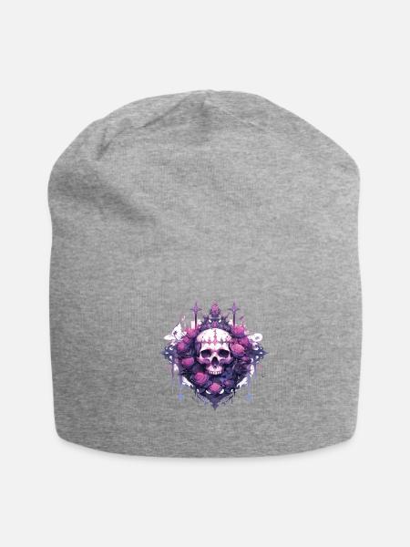 Totenkopf Skull Skulls Skull Skeleton - Jersey Beanie - heather gray - Front