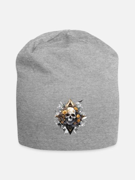 Totenkopf Skull Skulls Skull Skeleton - Jersey Beanie - heather gray - Front