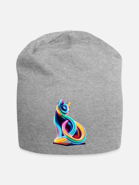 Neon cat - Jersey Beanie - heather gray
