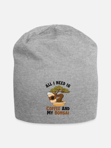 Coffee and my Bonsai Bonsai Pots Penjing - Jersey Beanie - heather gray - Front