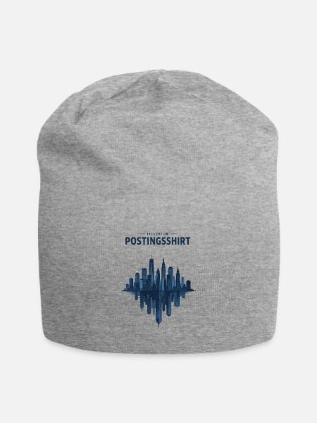 Blue City Skyline Mirror - Jersey Beanie - heather gray - Front
