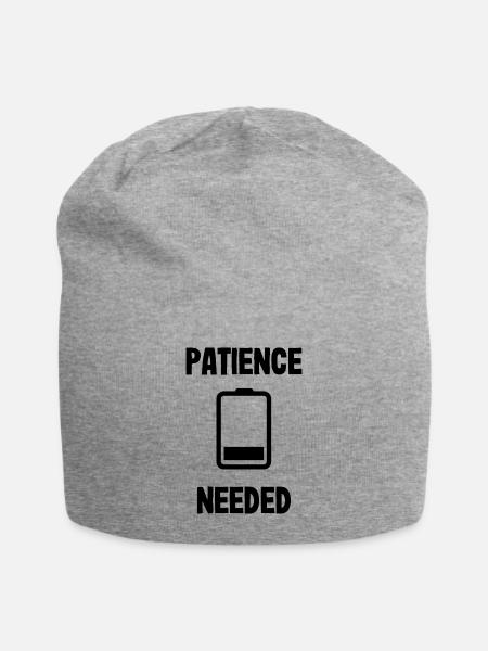 Patience Needed Low On Patience Battery - Jersey Beanie - heather gray