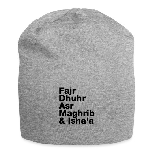 The Five Daily Muslim Prayer Times (Black Letters) - Jersey Beanie