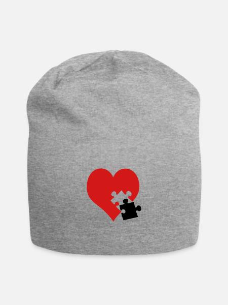 lovesickness / red heart - Jersey Beanie - heather gray - Front