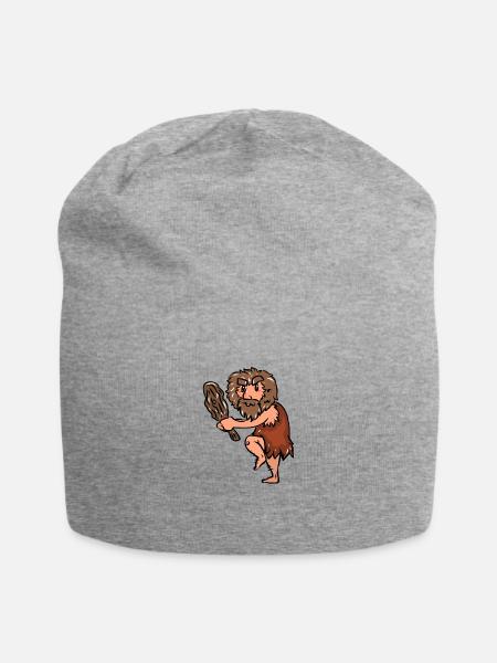 Angry Caveman - Jersey Beanie - heather gray