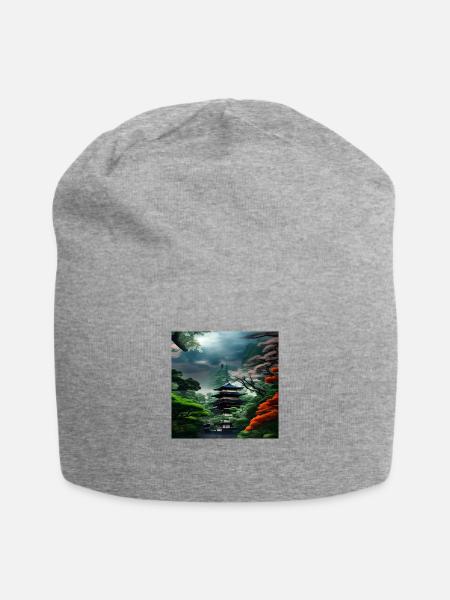 Japanese beautiful landscape - Jersey Beanie - heather gray - Front
