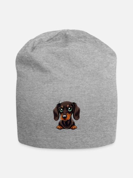 Dashing Dachshund - Jersey Beanie - heather gray