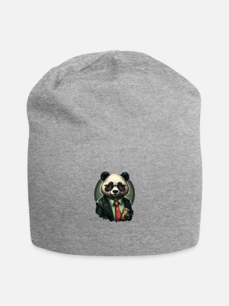"The Rich Panda" - A Wealthy Business Mogul - Jersey Beanie - heather gray - Front