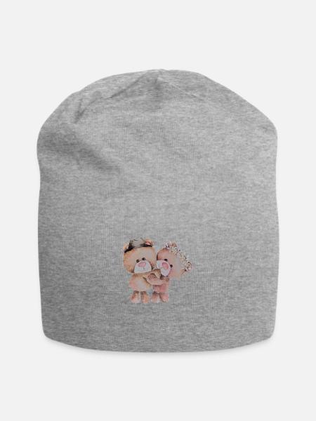 cutee teddy bear - Jersey Beanie - heather gray
