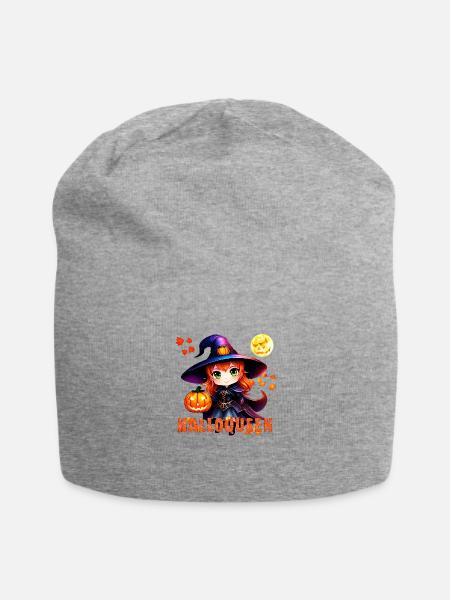 Hallo Queen Witch in a hat - Jersey Beanie - heather gray - Front