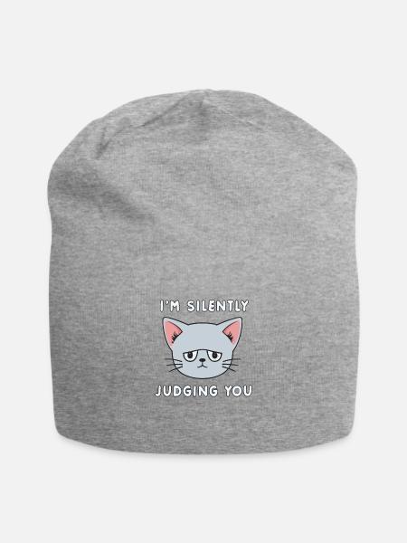 cat t-shirt - Jersey Beanie - heather gray - Front