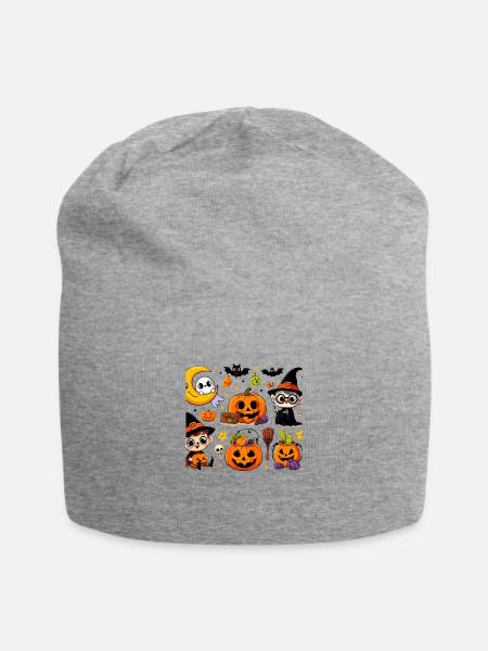 Halloween kids bébé enfants art - Jersey Beanie - heather gray - Front