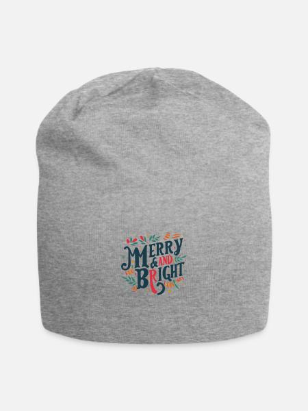 Merry and Bright Christmas T-shirt - Jersey Beanie - heather gray - Front