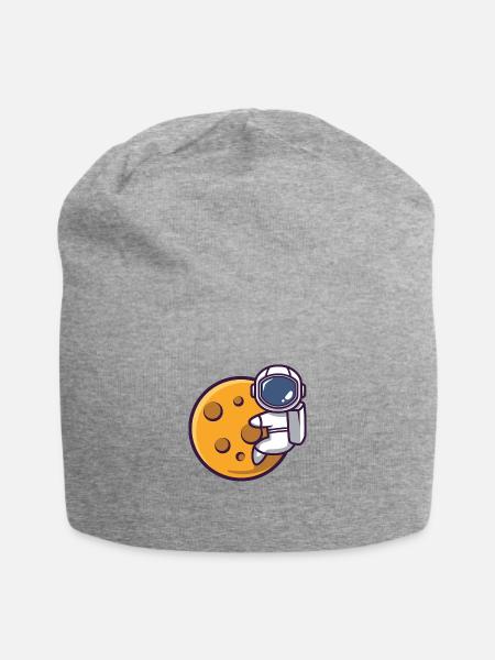 Astronaut hugging a moon - Jersey Beanie - heather gray