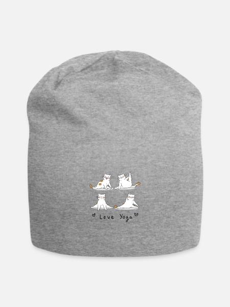 Cute Adorable funny Yoga Cats Kitty Pilates - Jersey Beanie - heather gray