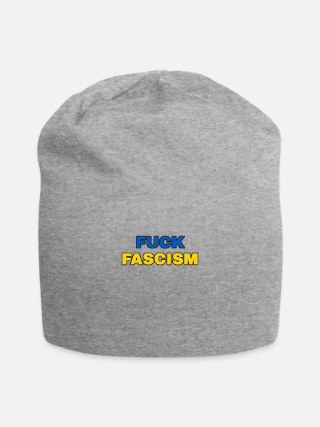 Fuck fascism - Jersey Beanie - heather gray - Front