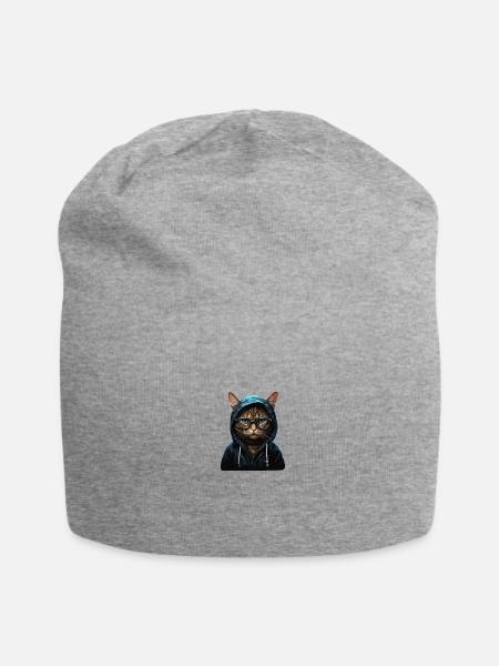 Adorable cat shirt, the perfect gift for cat mom - Jersey Beanie - heather gray - Front
