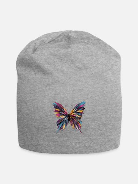Vibrant abstract colorful butterfly - Jersey Beanie - heather gray