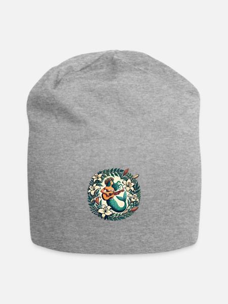 Guitar Mermaid - Jersey Beanie - heather gray - Front