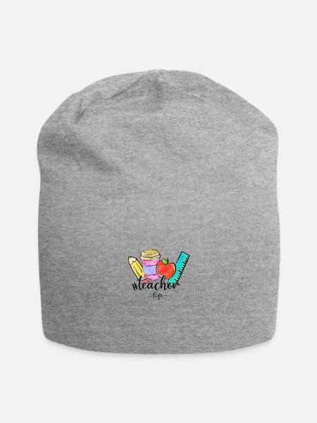 teacher life - Jersey Beanie - heather gray - Front