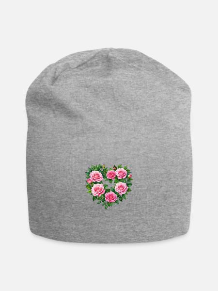 Blooming Rose - Jersey Beanie - heather gray - Front