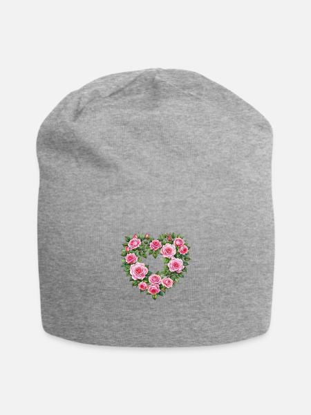 Blooming Rose - Jersey Beanie - heather gray - Front