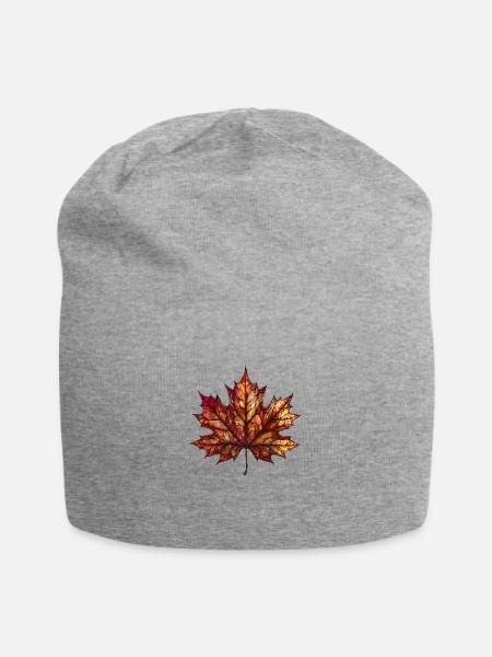 Autumn Maple Leaf - Jersey Beanie - heather gray - Front