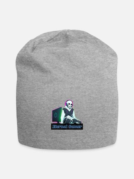 Ghost Gamer Logo – Spooky Streamer Style - Jersey Beanie - heather gray - Front