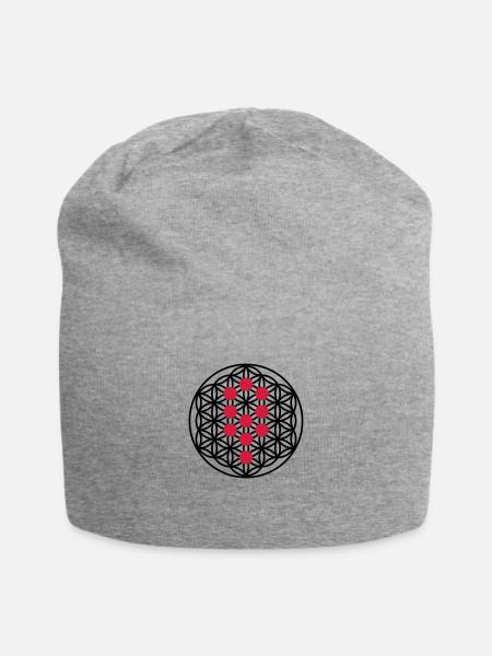 FLOWER OF LIFE - Tree Of Life - Jersey Beanie - heather gray - Front