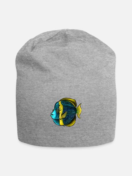 Angelfish Tropical Fish With Eyelashes - Jersey Beanie - heather gray - Front