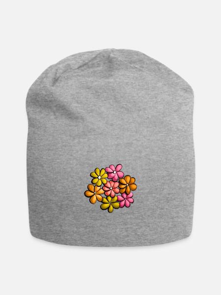 Fun Colorful Flowers Spring Design - Jersey Beanie - heather gray
