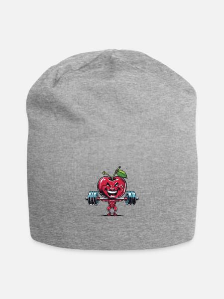 Cherry with dumbbell - Jersey Beanie - heather gray - Front