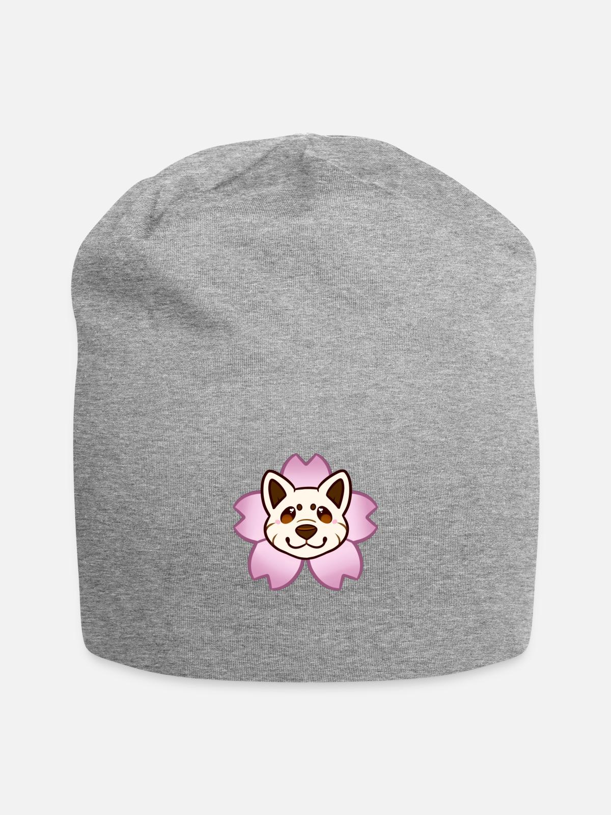 Sakura Shiba Inu Cream - Jersey Beanie - heather gray - Front