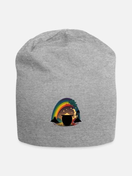 Golden Horizon Rainbow - Jersey Beanie - heather gray