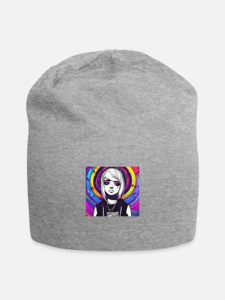 Psychedelic,Emo,Pattern,Color transitions,Vibrant, - Jersey Beanie - heather gray - Front