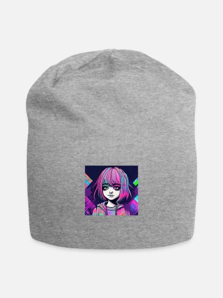 Psychedelic,Emo,Pattern,Color transitions,Vibrant, - Jersey Beanie - heather gray - Front