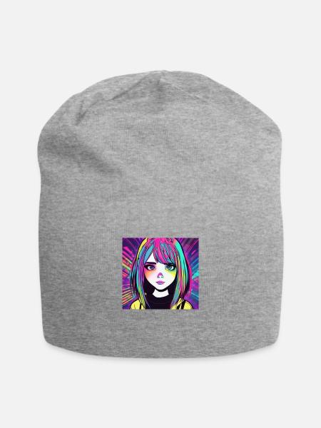 Psychedelic,Emo,Pattern,Color transitions,Vibrant, - Jersey Beanie - heather gray - Front