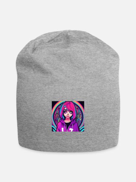 Psychedelic,Emo,Pattern,Color transitions,Vibrant, - Jersey Beanie - heather gray - Front