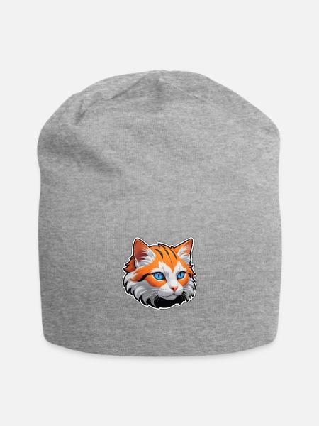 Cat face - Jersey Beanie - heather gray - Front