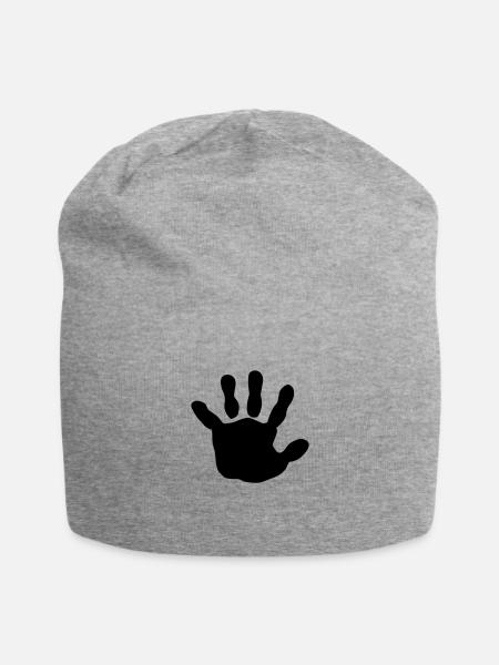 baby - hand - handprint - Jersey Beanie - heather gray - Front