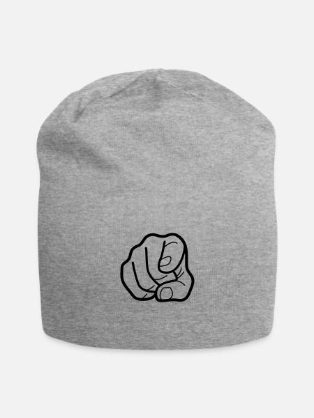 Finger Pointing (1c)++ - Jersey Beanie - heather gray